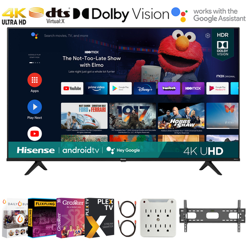 Hisense 43A6G 43` 4K UHD Smart Android TV w/Dolby Vision HDR 2021 +Movies Streaming Pack