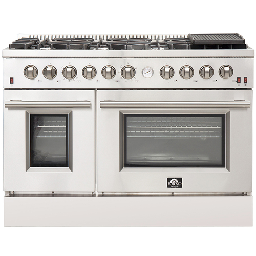 Forno 48` Alta Qualitia Pro-Style 107,000 BTU 8-Burner Gas Range Oven, Stainless Steel