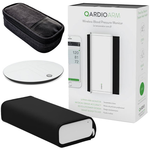 Qardio Arm Wireless Smart Blood Pressure Monitor (White) with White Smart Scale Bundle