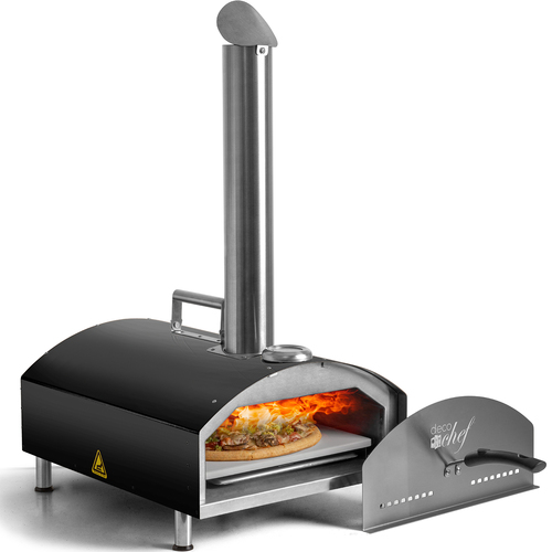 Portable Outdoor Pizza Oven with 2-in-1 Pizza & Grill Oven Functionality, Black