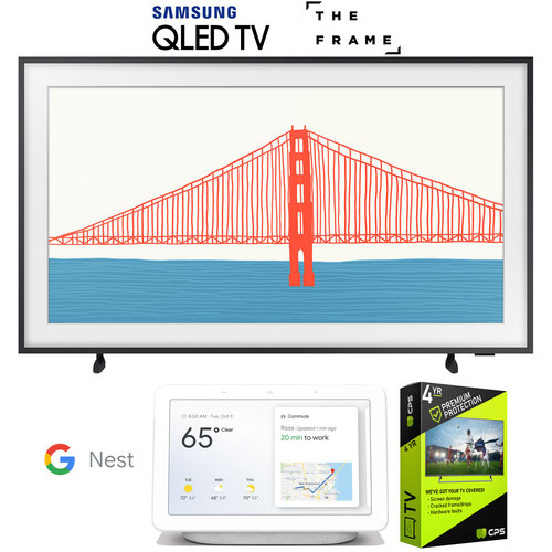 Samsung QN43LS03AA 43` The Frame QLED 4K Smart TV (2021) with Nest Hub (Chalk) Bundle