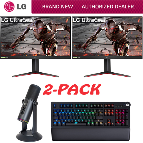 LG 32` UltraGear FHD HDR10 Dual Gaming Monitor + Deco Keyboard + Streaming USB Mic