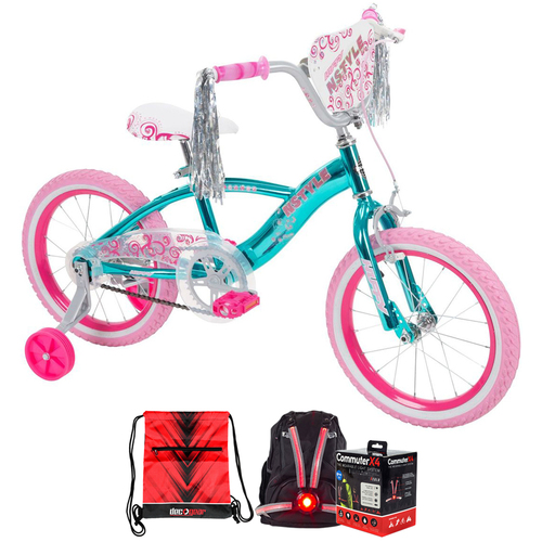 Huffy 21830 N Style Girls' Bike, Blue, 16-inch +Accessories Bundle
