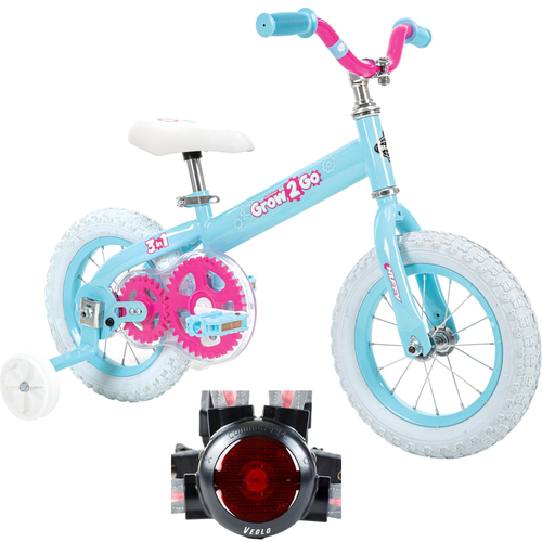 Huffy Grow 2 Go Kids Bike Balance to Pedal Blue and Pink with Rear Light System