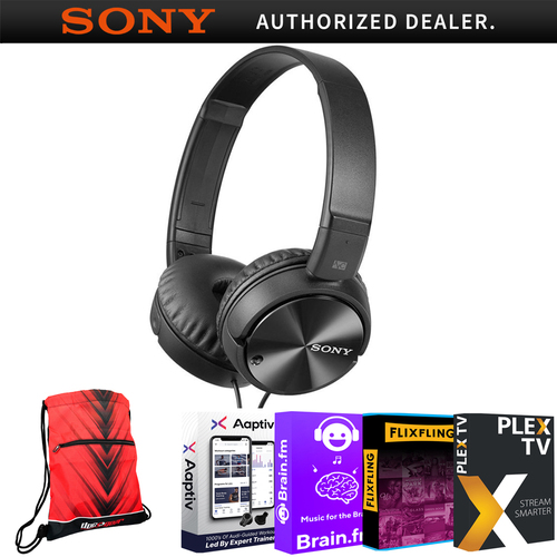 Sony MDRZX110NC Noise Cancelling Headphones + Audio Entertainment Bundle + Bag