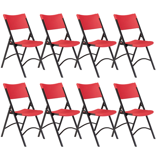 National Public Seating 600 Series Premium Plastic Folding Chair Red Pack of 8