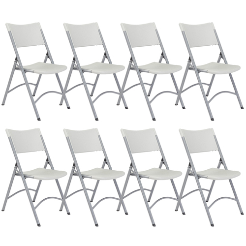 National Public Seating 600 Series Heavy Duty Plastic Folding Chair Grey Pack of 8