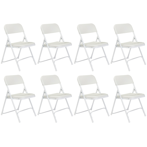 National Public Seating 800 Series Premium Plastic Folding Chair White Pack of 8