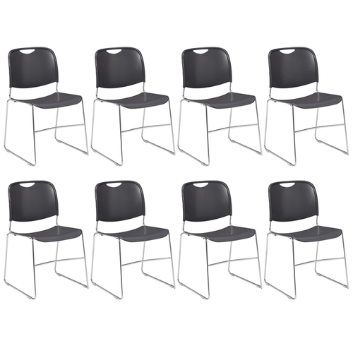 National Public Seating 8500 Series Plastic Stack Chair Gunmetal Pack of 8