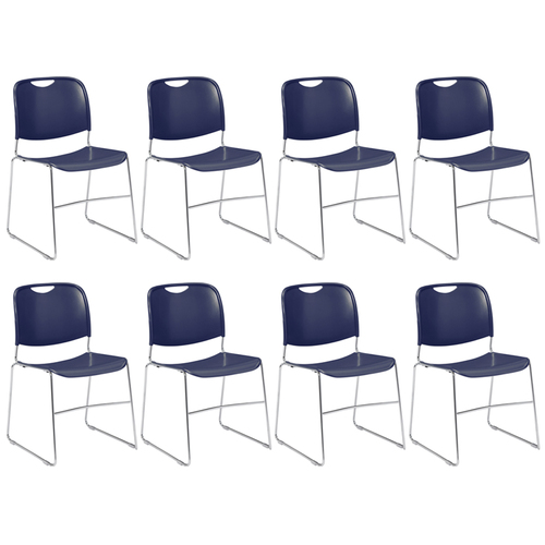 National Public Seating 8500 Series Plastic Stack Chair Navy Blue Pack of 8