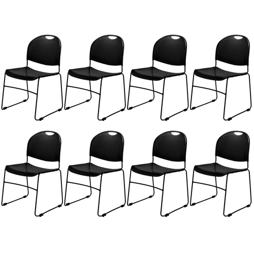 National Public Seating Commercialine Ultra Compact Stack Chair Black Pack of 8