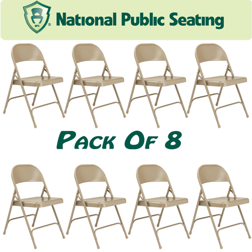 National Public Seating 50 Series All-Steel Folding Chair, Beige (Pack of 8)