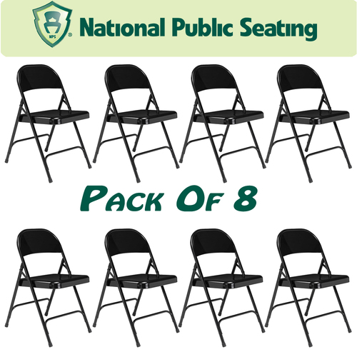 National Public Seating 50 Series All-Steel Folding Chair, Black (Pack of 8)
