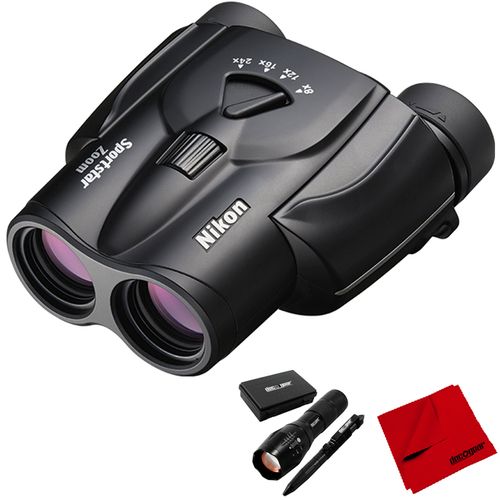 Nikon Sportstar Zoom Compact Binoculars 8-24x25 Black+Deco Tactical Set & Cloth
