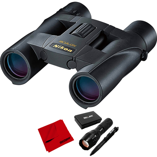 Nikon 8263 ACULON A30 10X25 Binoculars, Black with Deco Tactical Set
