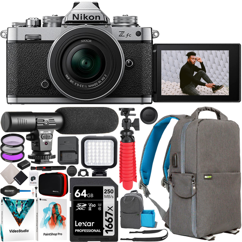 Nikon Z fc DX-Format Mirrorless Camera Body Black +16-50mm f3.5-6.3 VR Lens Kit Bundle