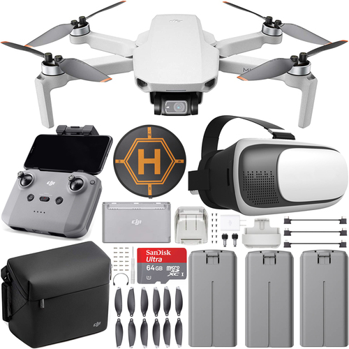 DJI Mini 2 Drone 4K Video Quadcopter Fly More Combo Refurbished + FPV Headset Bundle