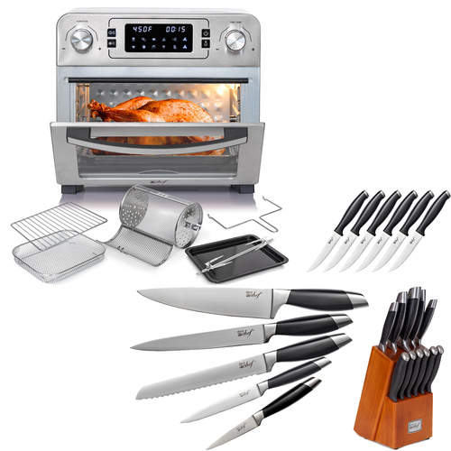 Deco Chef 24QT Countertop Toaster Air Fryer Oven + Bonus Deco Chef 12-Piece Knife Set