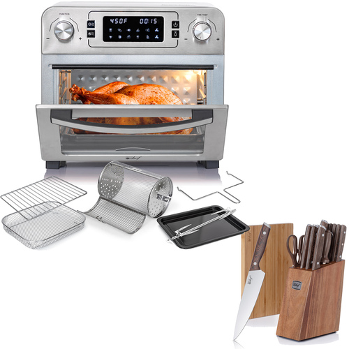 Deco Chef 24QT Countertop Toaster Air Fryer Oven  + Bonus Deco Chef 16 Piece Knife Set