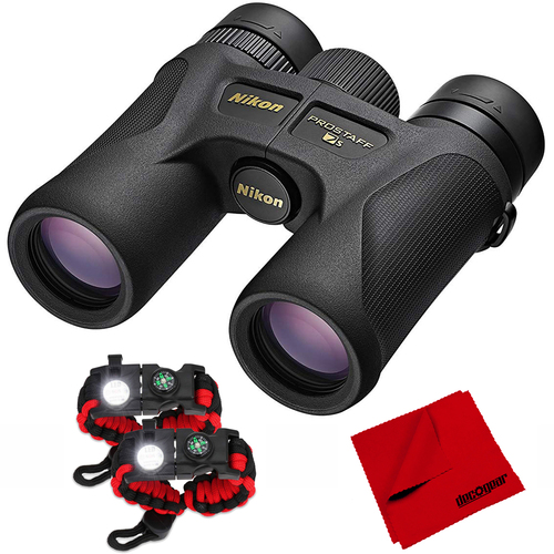 Nikon PROSTAFF 7S 10x30 Binoculars + 2 Pack Tactical Bracelet and Cleaning Cloth