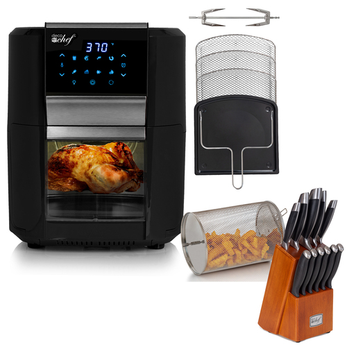 Deco Chef 12.7QT Air Fryer Oven, Black with Accessories + Bonus Deco Chef 12 Piece Set