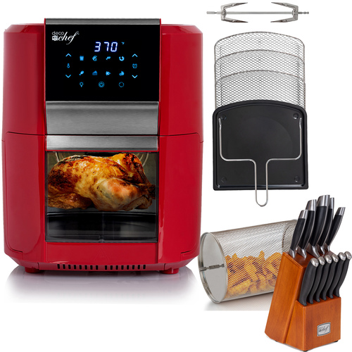 Deco Chef 12.7QT Digital Air Fryer Oven, Red + Bonus Deco Chef 12 Piece Knife Set