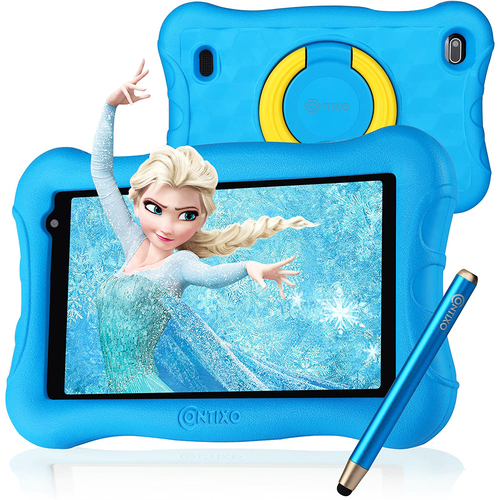 Contixo 7` Kids Tablet, IPS, 2GB/32GB, Dual Cameras with Digital Stylus Pen - Blue