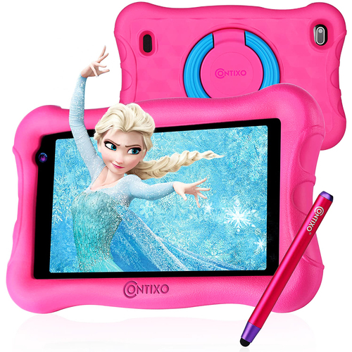 Contixo 7` Kids Tablet, IPS, 2GB/32GB, Dual Cameras with Digital Stylus Pen - Pink