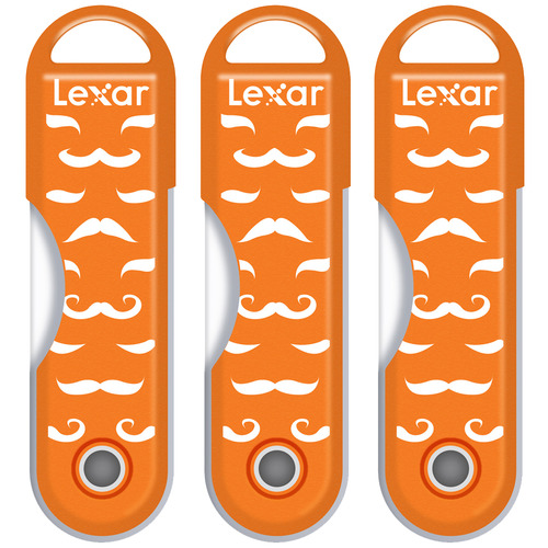 Lexar 32GB Twistturn Orange Mustaches USB Flash Memory Drive 3 Pack Bundle