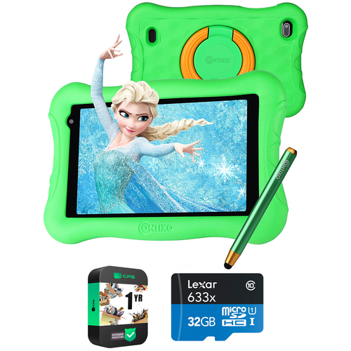 Contixo V10+ 7` Kids Tablet, IPS, 2GB/32GB, w/ Stylus Pen - Green w/ Warranty Bundle
