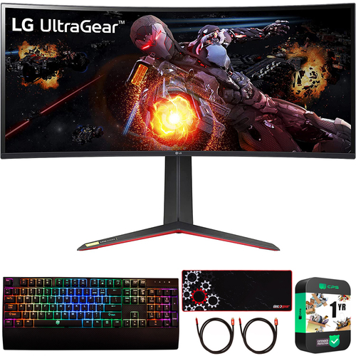 LG 34` UltraGear QHD Nano IPS Curved Gaming Monitor w/ Deco Accessories Bundle