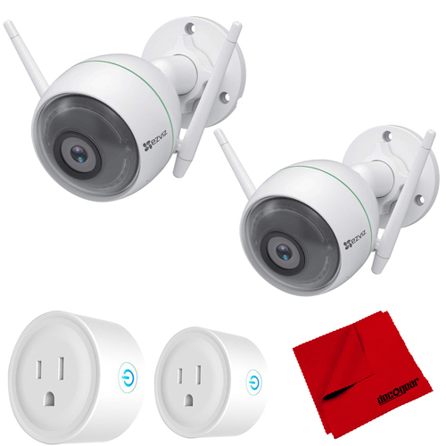 EZVIZ C3WN 1080p Outdoor Security Dual Camera EZ3101C2L28 + Smart Plug Bundle