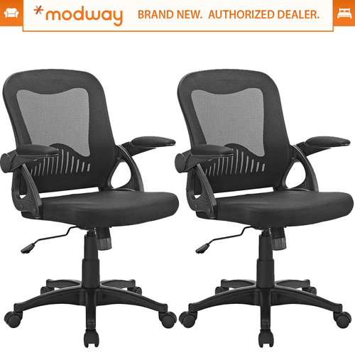 Modway EEI-2155-BLK Advance Ergonomic Office Desk Chair, Black Mesh (2-Pack)