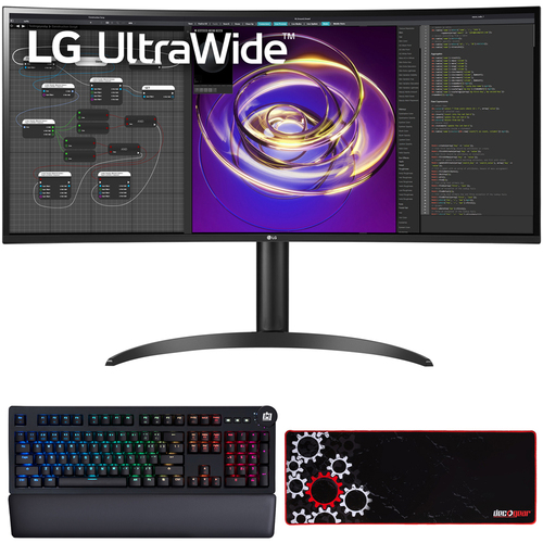 LG 34` Curved 21:9 UltraWide QHD IPS Display PC Monitor w/ Deco Keyboard Bundle