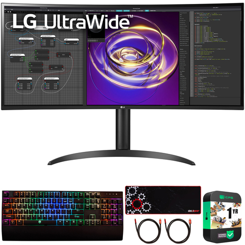 LG 34` Curved 21:9 UltraWide QHD IPS Display PC Monitor w/ Deco Accessories Bundle