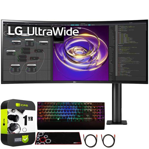 LG 34` 21:9 Curved UltraWide QHD PC Monitor (34WP88C-B) + Extended Warranty Pack