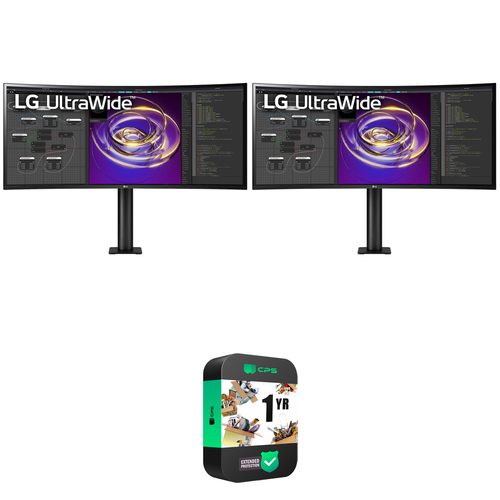 LG 34` 21:9 Curved UltraWide QHD PC Monitor w/ Ergo Stand (2-Pack) +Warranty Bundle