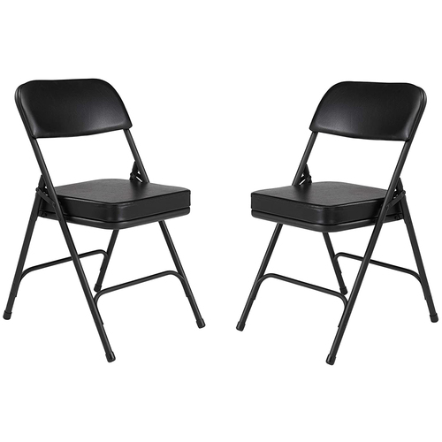 National Public Seating 3200 Series 2` Vinyl Upholstered Folding Chair (Pack of 2) in Black