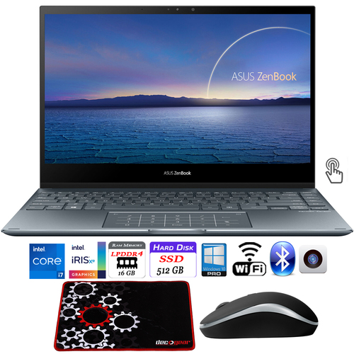 Asus ZenBook Flip 13.3` Intel i7-1165G7 16/512GB Touch Laptop + Wireless Mouse Bundle