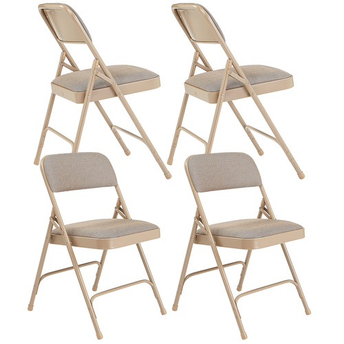 National Public Seating 2200 Series Fabric Upholstered Folding Chair (Pack of 4), Cafe Beige