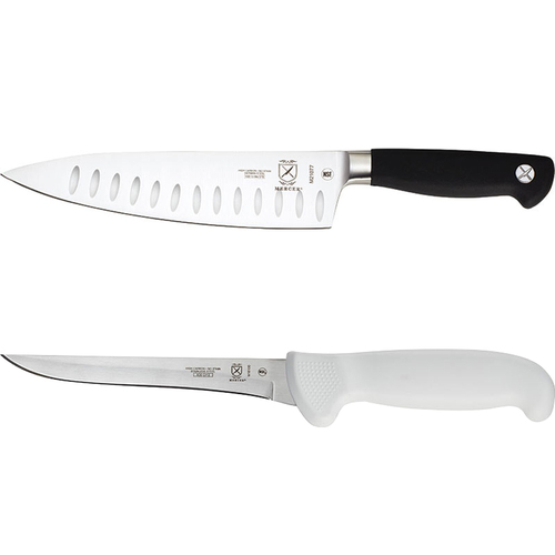 Mercer Culinary 8` Chef's - Genesis Granton Edge Short Bolster + 6` Boning Knife