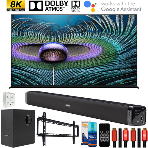 Sony Z9J Bravia XR 8K LED HDR 85` Smart TV 2021 with Deco Gear Home Theater Bundle