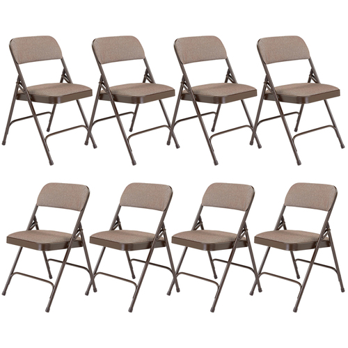 National Public Seating Deluxe Fabric Upholstered Folding Chair Pack of 8 Walnut
