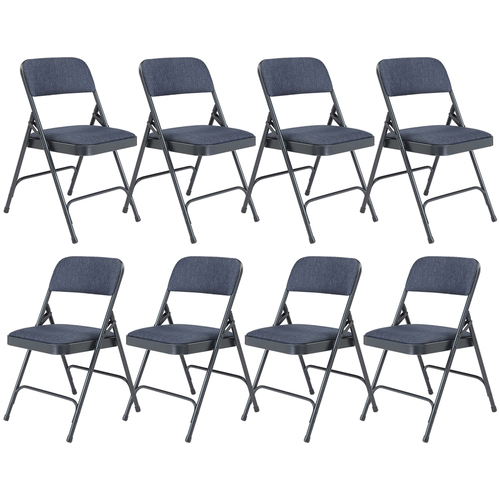 National Public Seating Fabric Upholstered Folding Chair Pack of 8 Char-Blue