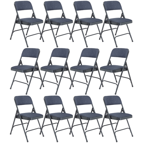 National Public Seating Fabric Upholstered Folding Chair Pack of 12 Char-Blue