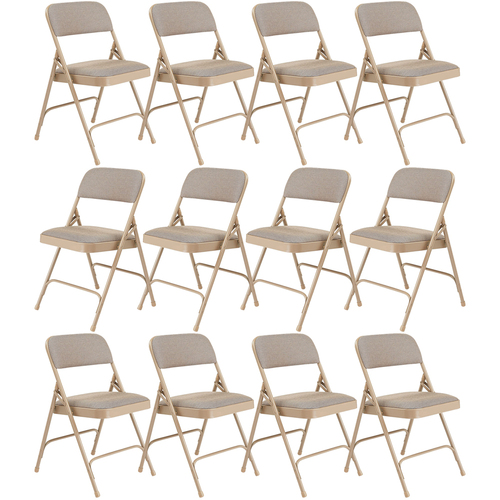 National Public Seating Fabric Upholstered Folding Chair Pack of 12 Cafe Beige
