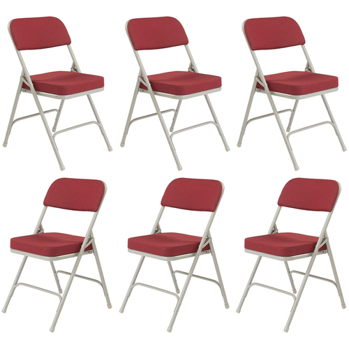National Public Seating 2` Vinyl Upholstered Folding Chair Set of 6, New Burgundy