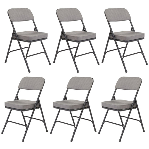 National Public Seating 2` Vinyl Upholstered Folding Chair Set of 6, Charcoal Grey