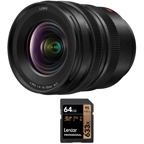 Panasonic LUMIX S PRO 24-70mm F2.8 L-Mount Lens for Digital Cameras with 64GB Memory Card