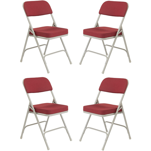 National Public Seating 2` Vinyl Upholstered Folding Chair Set of 4 New Burgundy